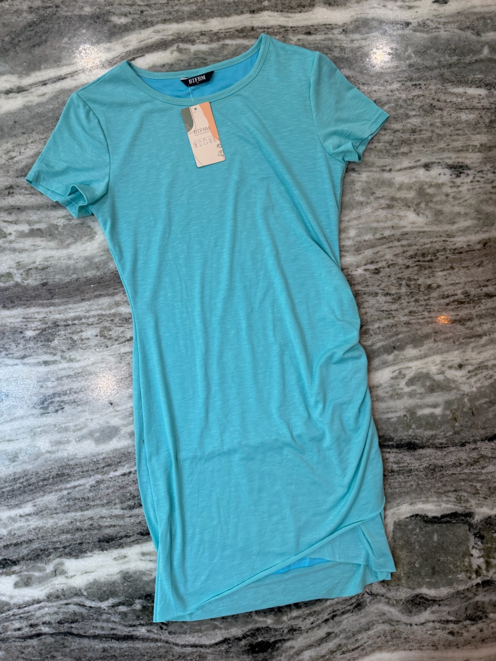 NWT Aqua Blue Midi T-Shirt Dress
